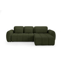ECKSOFA mit Schlaffunktion Premium Grün - Schwarz/Grün, Holz/Holzwerkstoff (304/190cm) - Furnisell