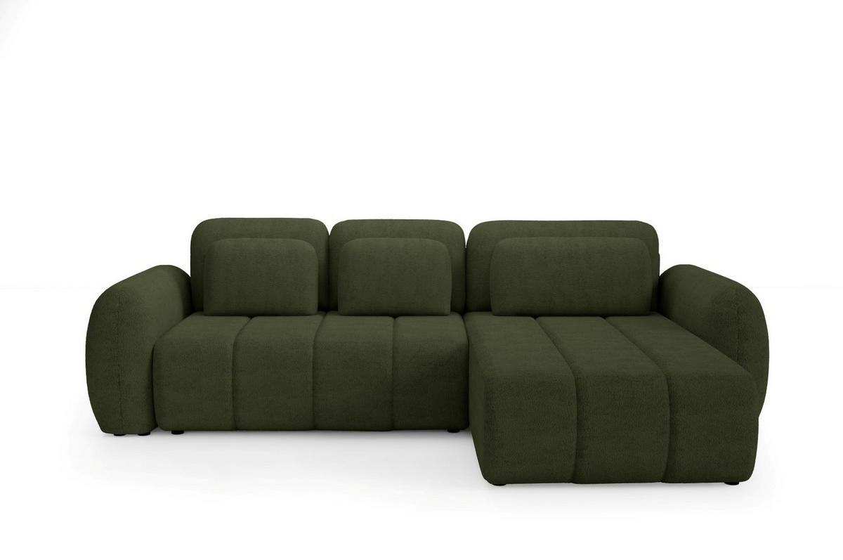 ECKSOFA mit Schlaffunktion Premium Grün - Schwarz/Grün, Holz/Holzwerkstoff (304/190cm) - Furnisell