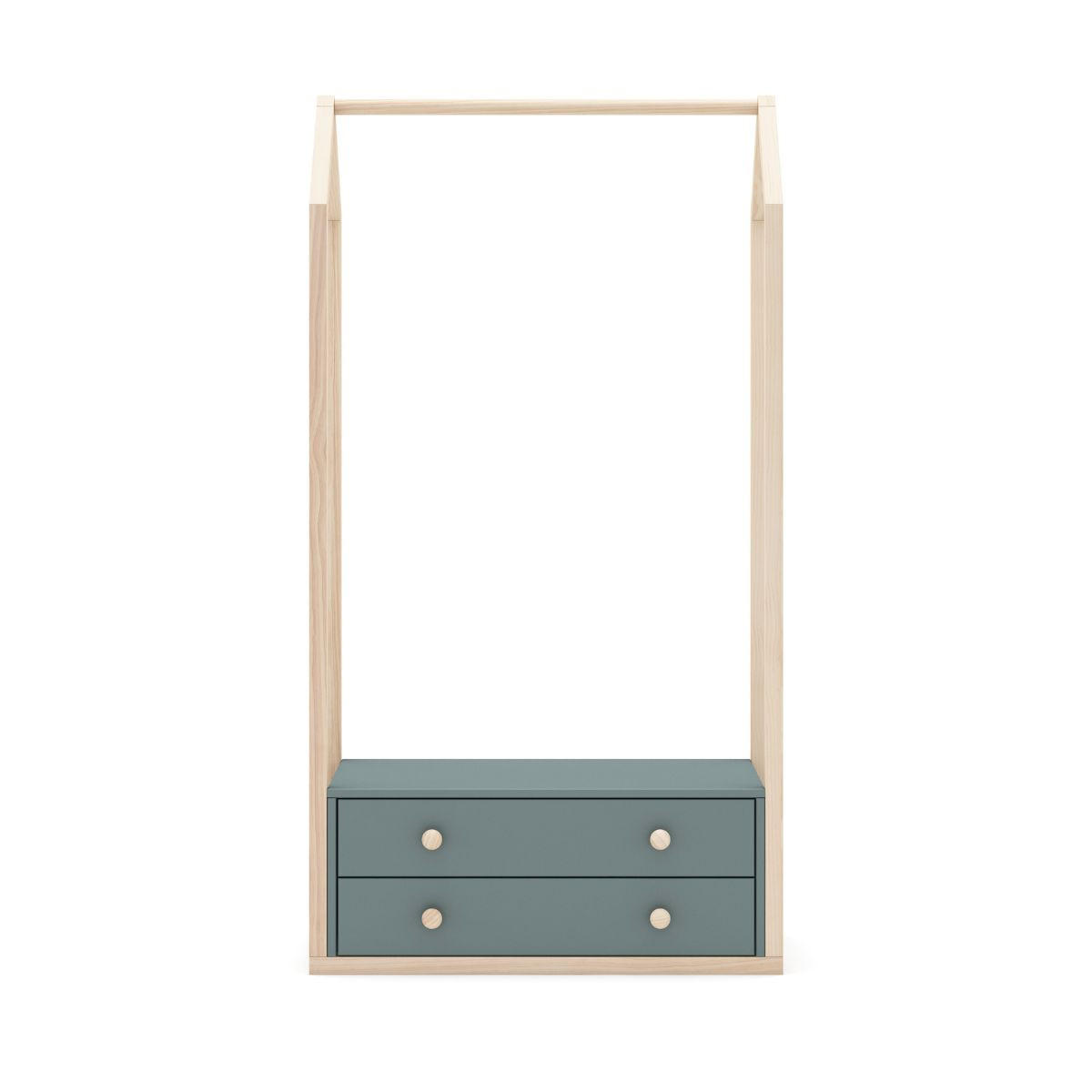 KLEIDERSCHRANK mit 2 Schubladen L80 cm - Esteban - Grün, Holzwerkstoff (40/170/80cm) - Calicosy