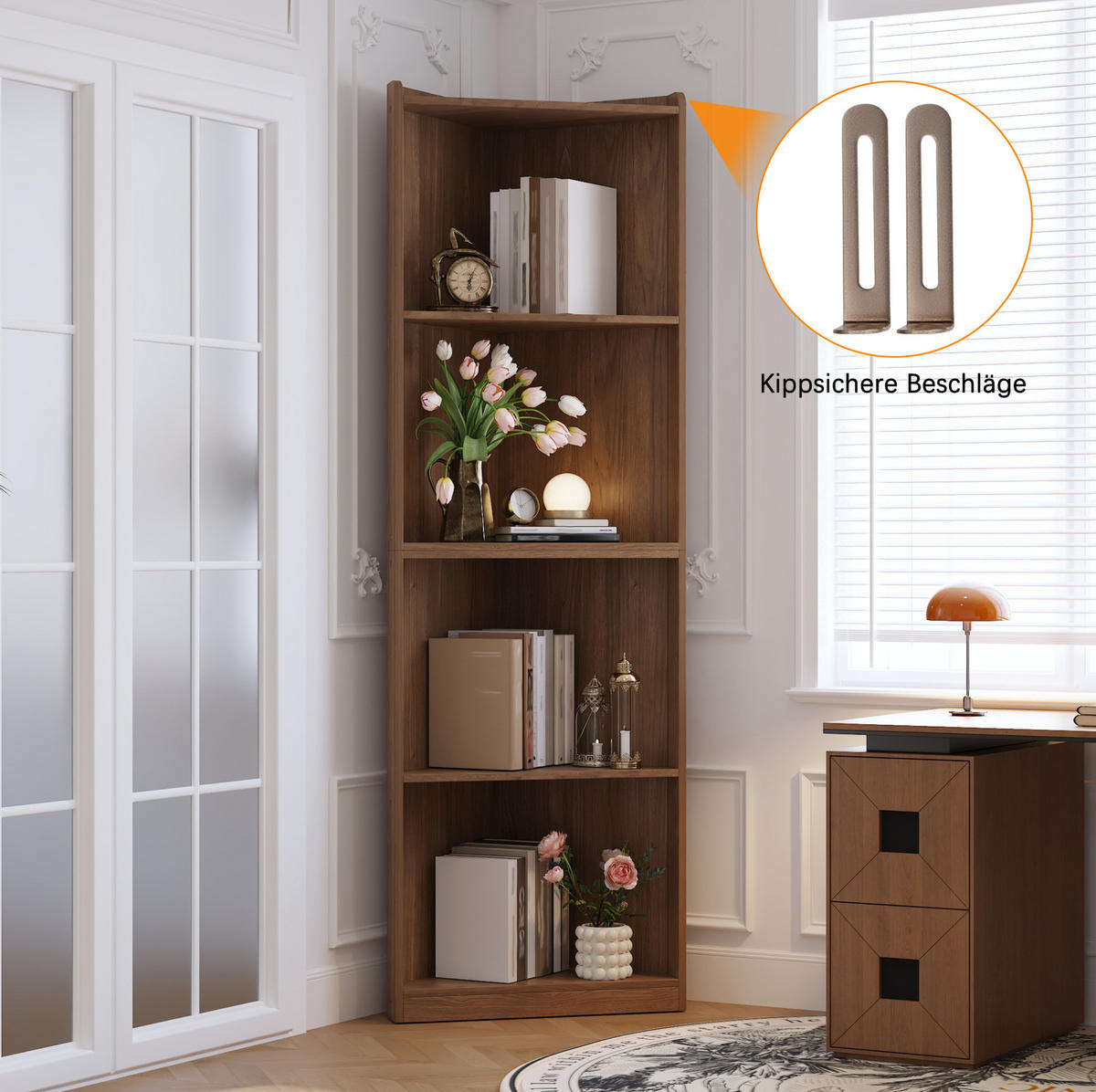 ORGANIZÉRY do kuchynských skriniek z MDF, 55/32/180 cm, orechovohnedý, s ochranou proti prevráteniu - farba vlašského orecha, kompozitné drevo (55/180/32cm) - BEAOK