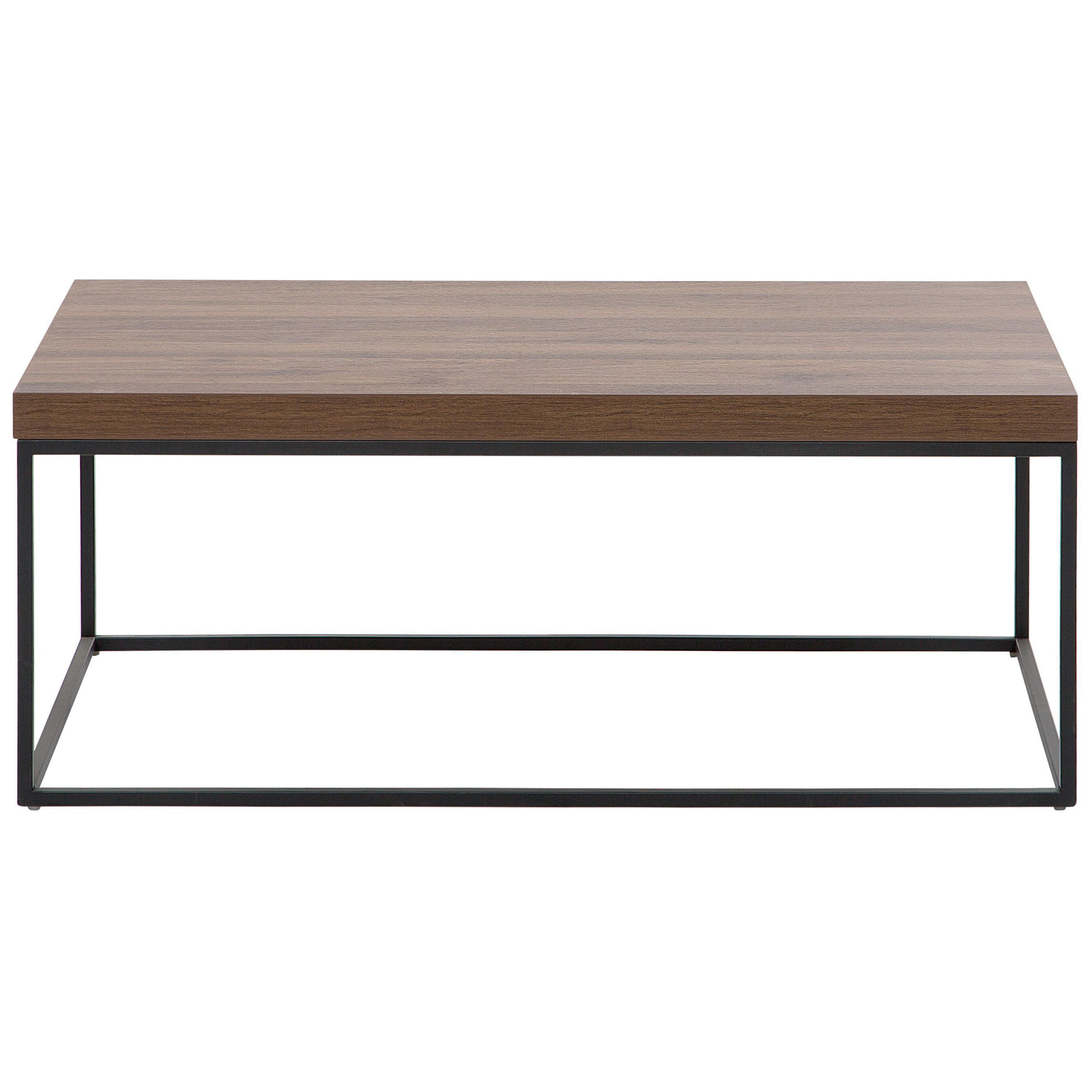 COUCHTISCH dunkler Holzfarbton/schwarz rechteckig 100/60/40 cm Delano - Dunkelbraun/Schwarz, Holzwerkstoff (60/100/40cm) - Beliani