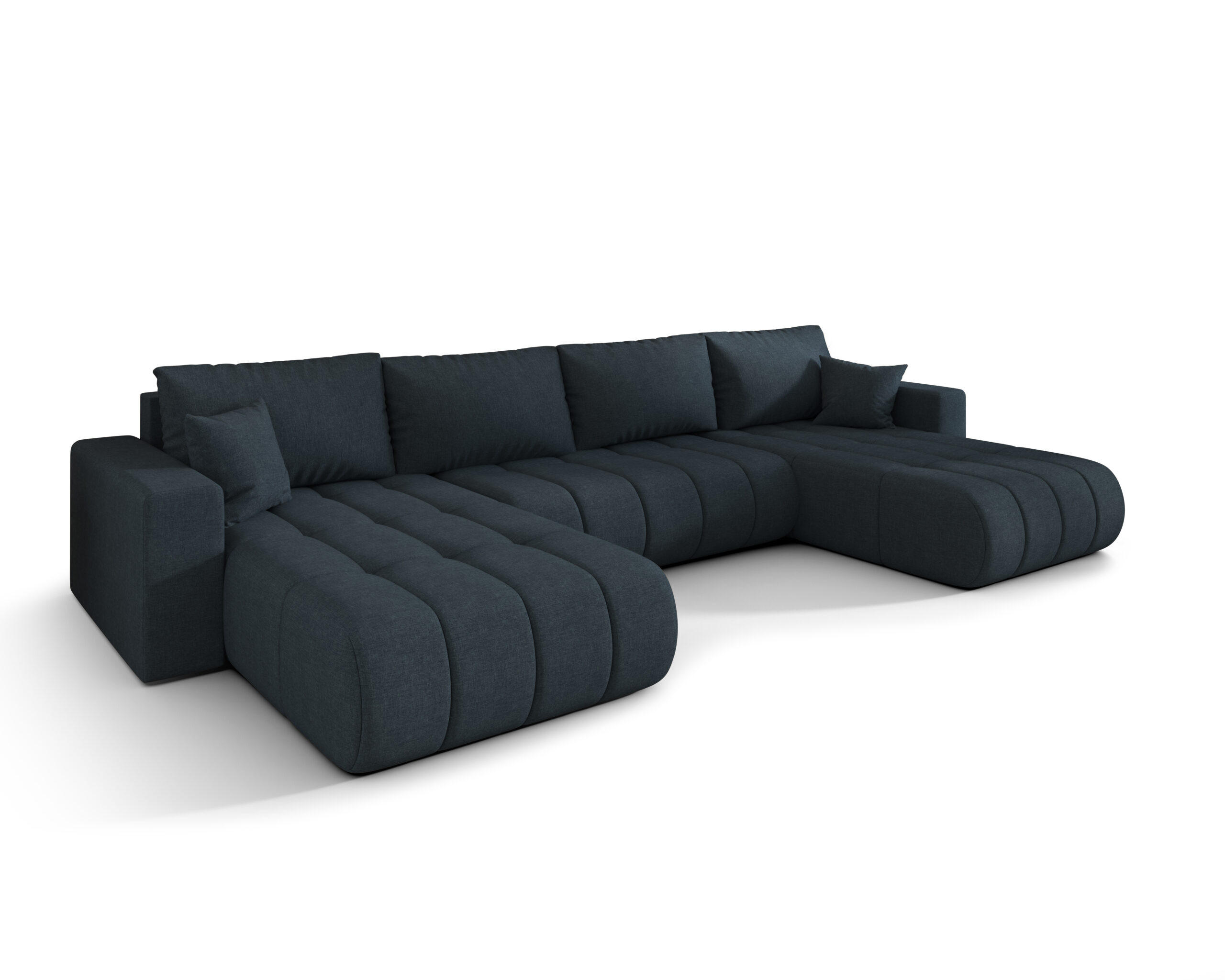ECKSOFA mit schlaffunktion und bettkasten MILO U PREMIUM, stoff WIND, Dunkelblau - Dunkelblau, Holz (384/190cm) - Kaiser Möbel