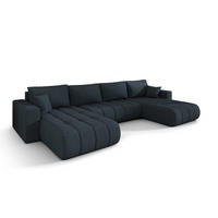ECKSOFA mit schlaffunktion und bettkasten MILO U PREMIUM, stoff WIND, Dunkelblau - Dunkelblau, Holz (384/190cm) - Kaiser Möbel