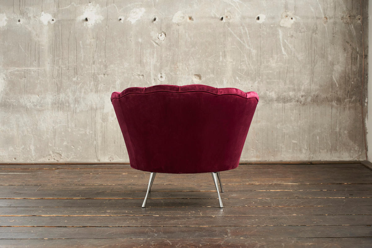 SESSEL NARLA Rot Velvet - Rot/Silberfarben, Textil (97/78/70cm) - KAWOLA