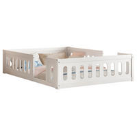 PLATTFORMBETT 140/200 cm Weiß aus Kiefernholz und MDF mit Geländer - Weiß, Holz (140/200cm) - MIVRAY