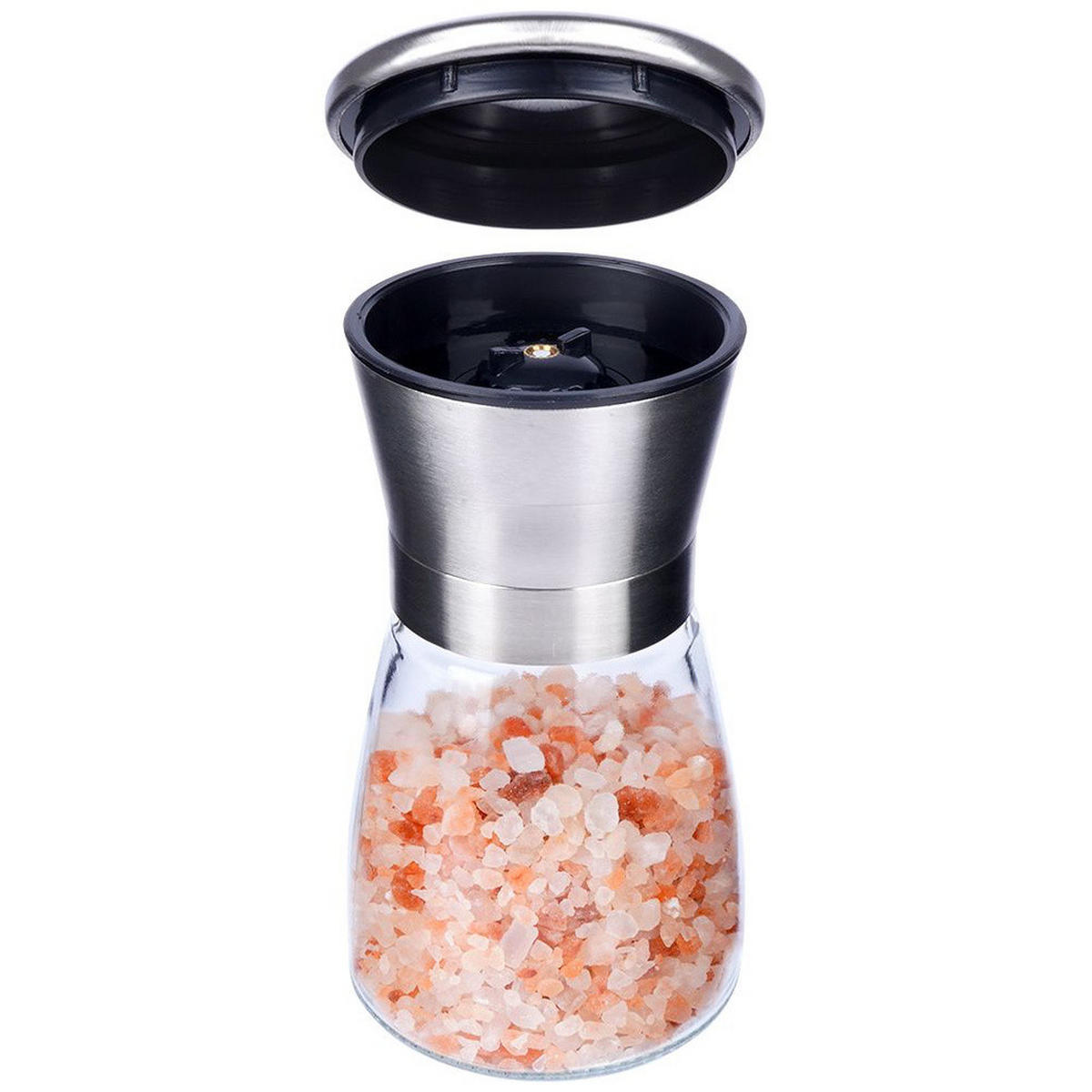 GEWÜRZMÜHLE-SET Schwarz Silber Transparent - Schwarz, Glas (6.5/13.5/6.5cm) - Orion 