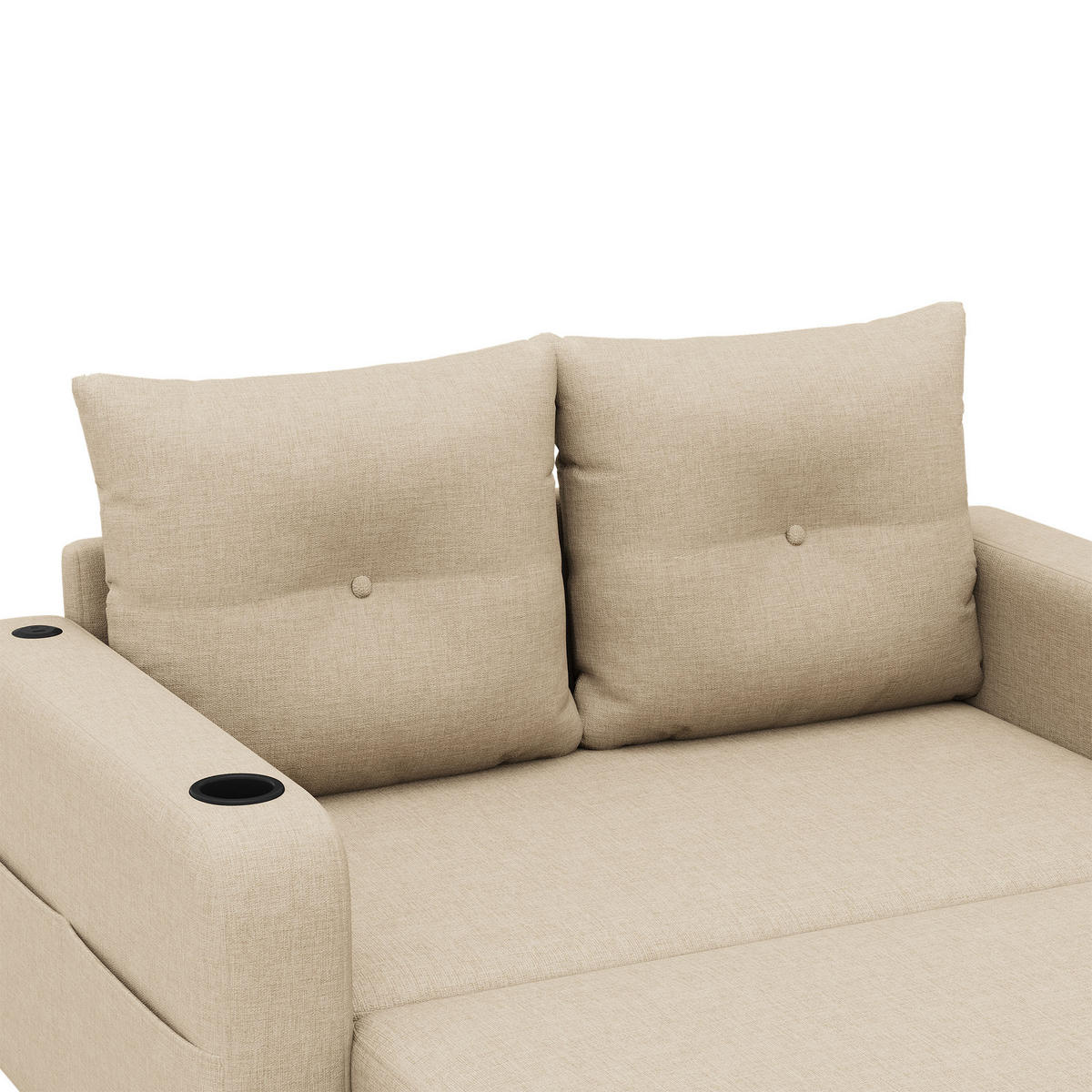 SCHLAFSOFA DE-33179 3-in-1 ausziehbar mit USB und Getränkehalter Beige - Beige, Metall (131/94/81cm) - ComfortXL