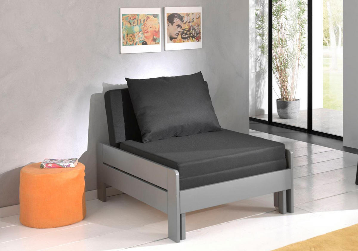 BETTSESSEL Karole 80x85/206x68 aus Massivholz Grau - Grau, Holz (85/68/80cm) - 58aufmkessel