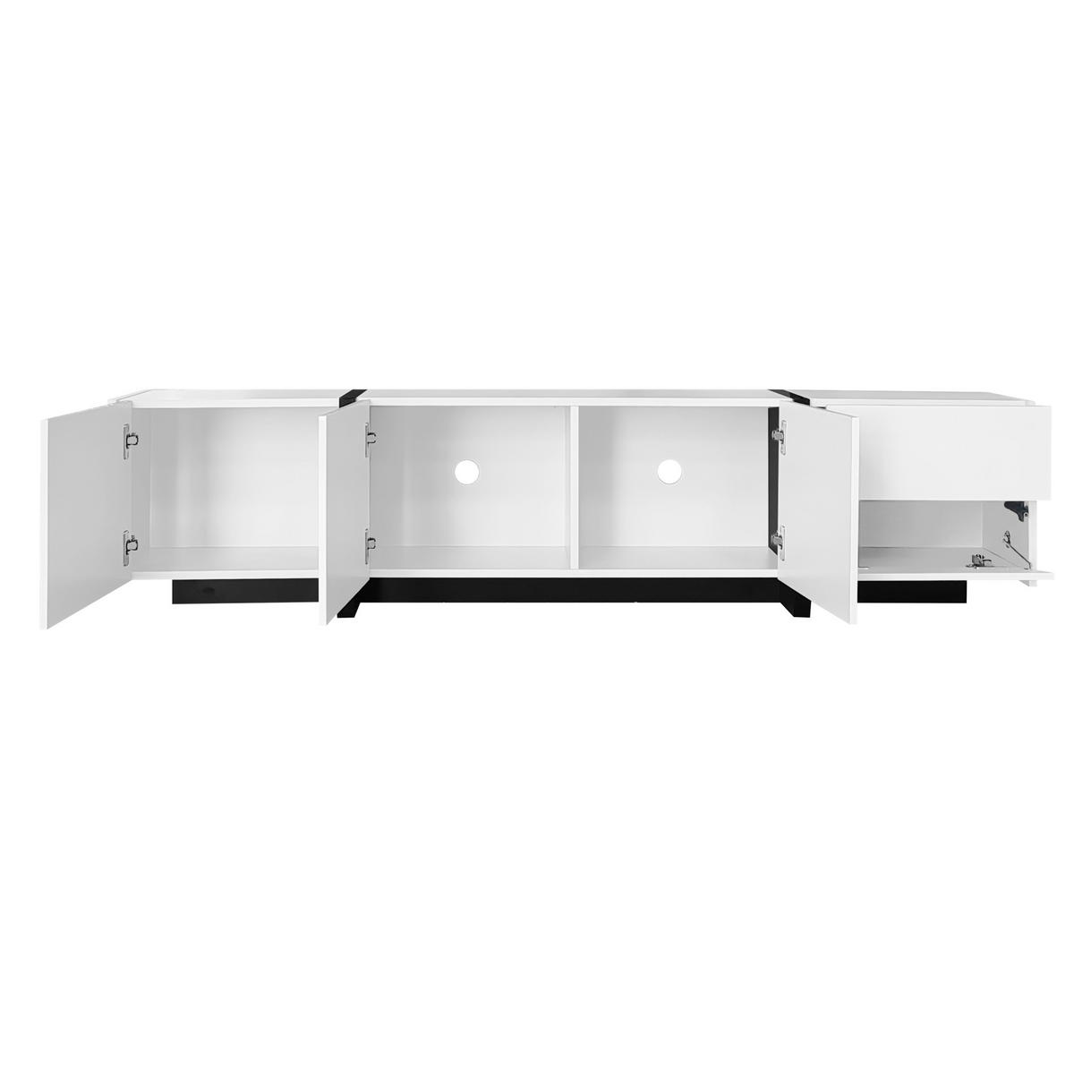 TV ormarić 170/30/39 cm bijelo-crni od iverala s visokim sjajem i prostorom za odlaganje - bijela, drvni materijal (170/39/30cm) - OKWISH