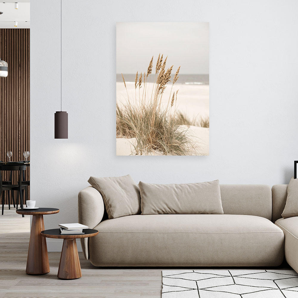 LEINWANDBILD Strand Meer Pflanzen Natur beige 70x100cm - Beige, Textil (70/100cm) - Feeby