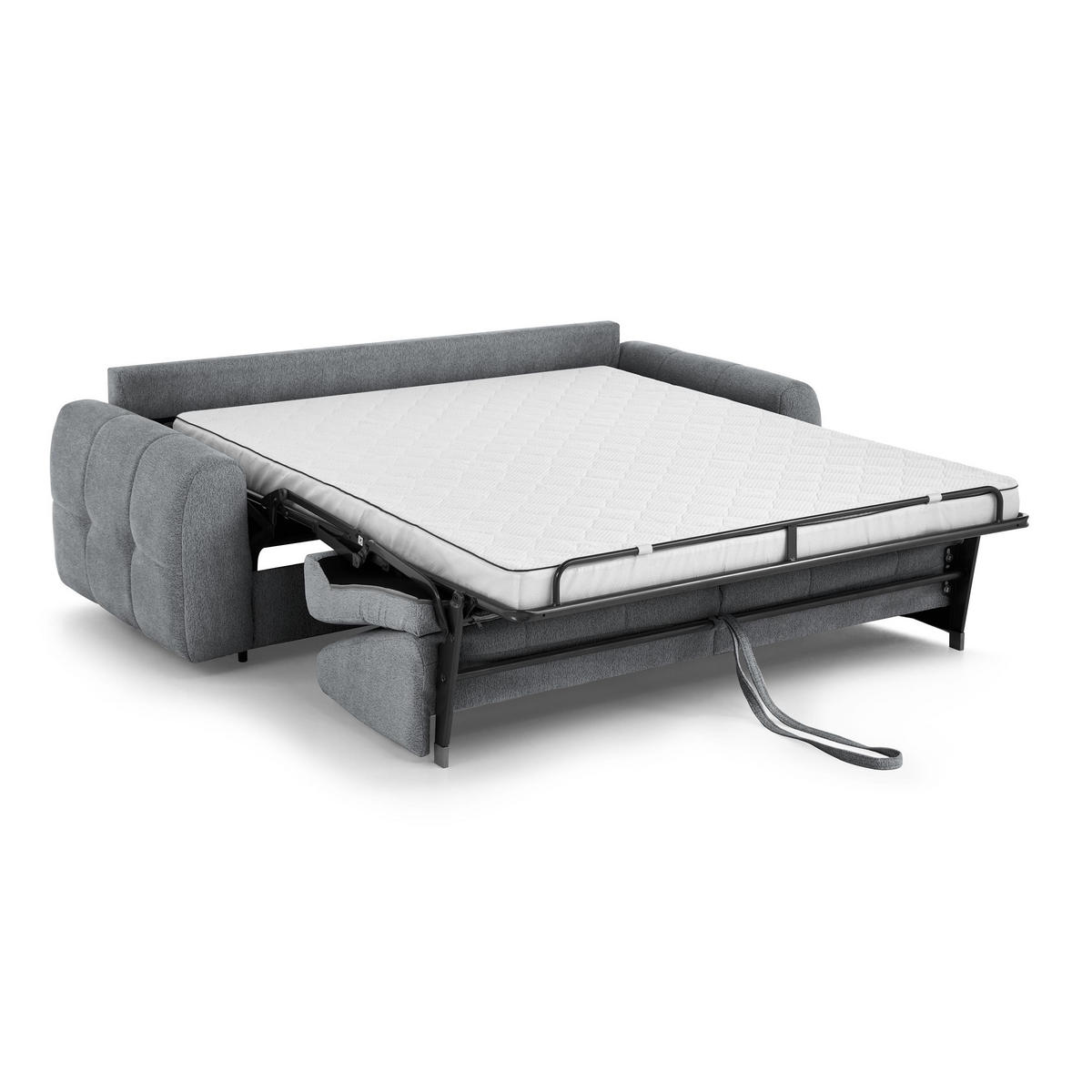 SCHLAFSOFA Pireus mit italienischem Gestell, 180x200, Dunkelgrau - Dunkelgrau/Schwarz, Textil (250/90/100cm) - Beautysofa