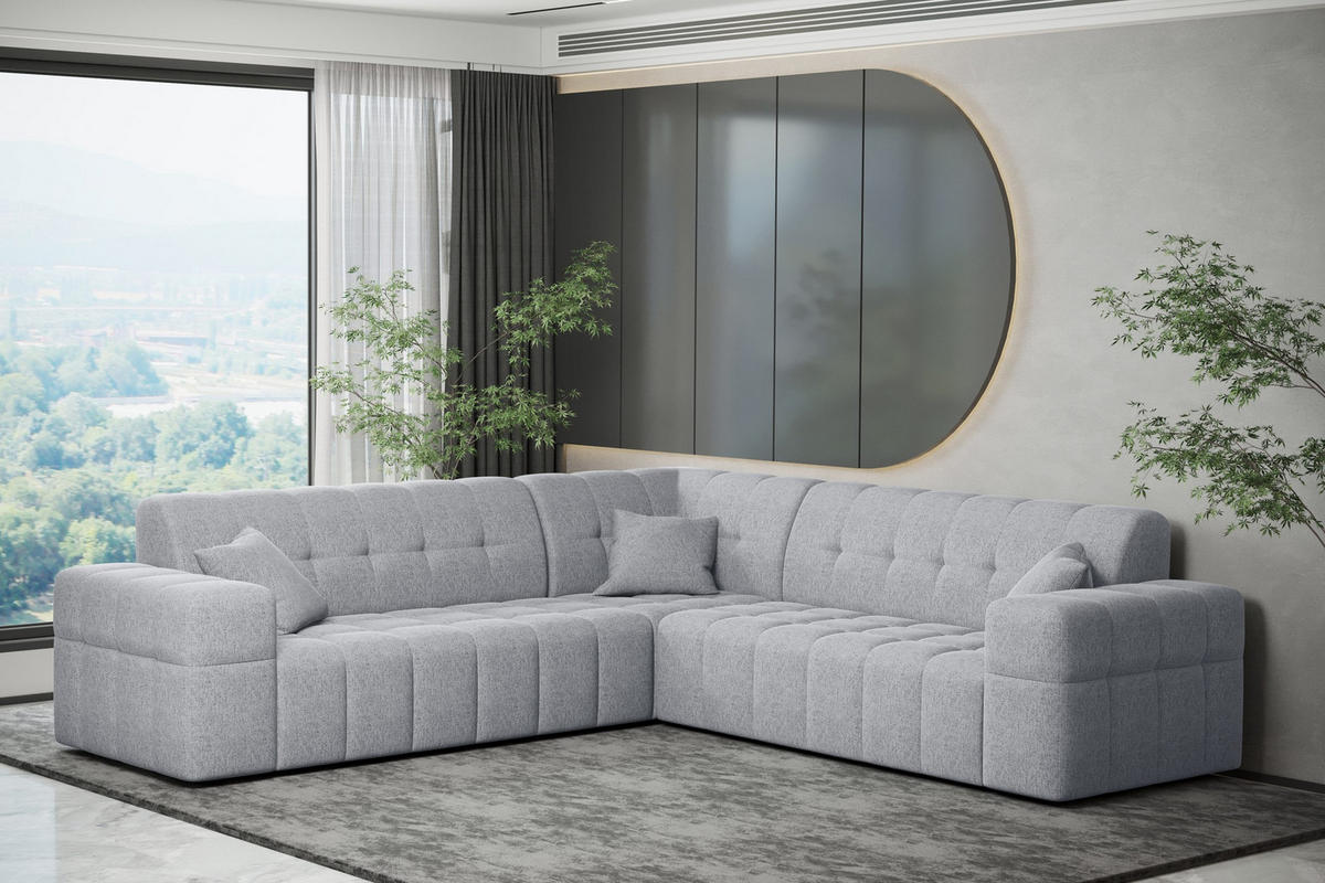 ECKSOFA Corner NIMES Stilvol Stoff Verita Grau - Grau, Holz (246/246cm) - Kaiser Möbel