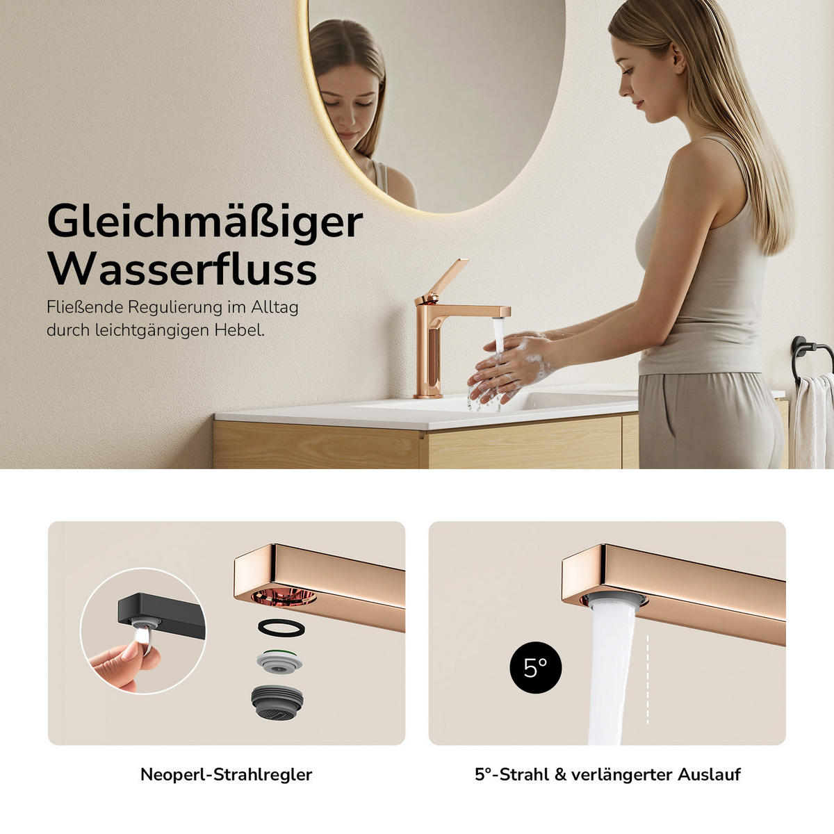 TVÄTTSTÄLLSBLANDARE Roséguld, 19,5/17,3/4,6 cm - Roséguld, Metall (17.3/19.5/4.6cm) - EMKE