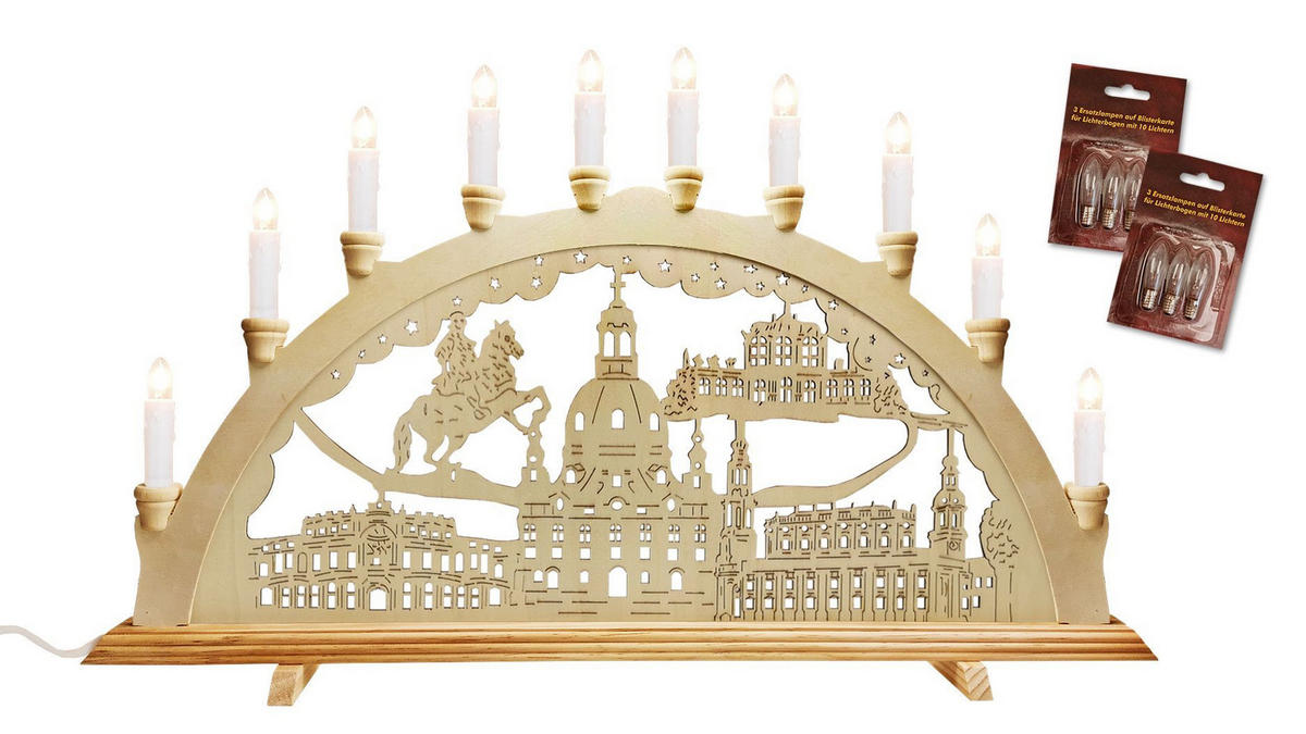 SCHWIBBOGEN Dresden 10-flammig - Multicolor, Holz (0.1/1/0.1cm) - Dekoteam24