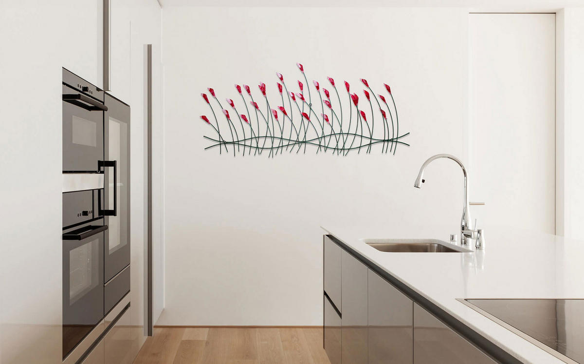 WANDDEKO Rot 123/55 cm - Rot/Grün, Metall (1.7/55/5cm) - KUNSTLOFT