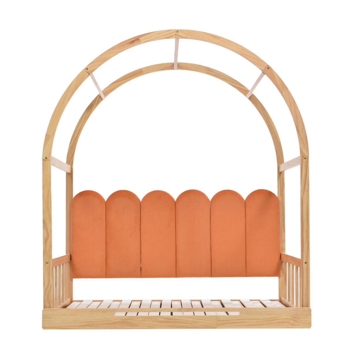 KINDERBETT 140/100/200 cm in Hausform mit Ausziehfunktion und 3-seitigem Schutz - Naturfarben, Holzwerkstoff (140/200cm) - BEAOK