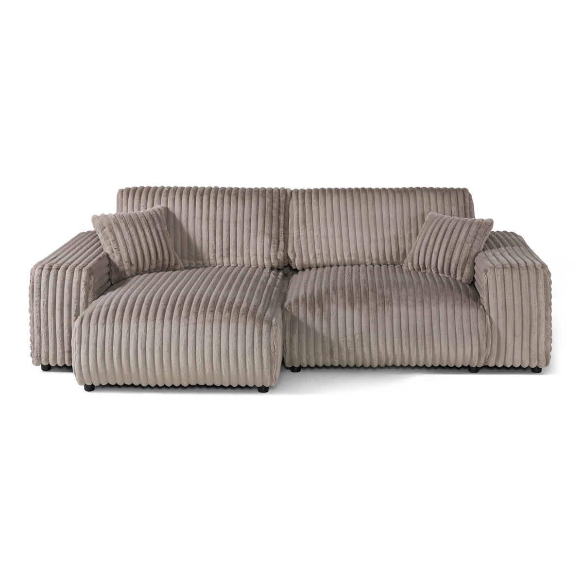 ECKSOFA Cord Velours 237x144x79 grau PAULINA - Grau, Kunststoff (237/144cm) - Massivmoebel24