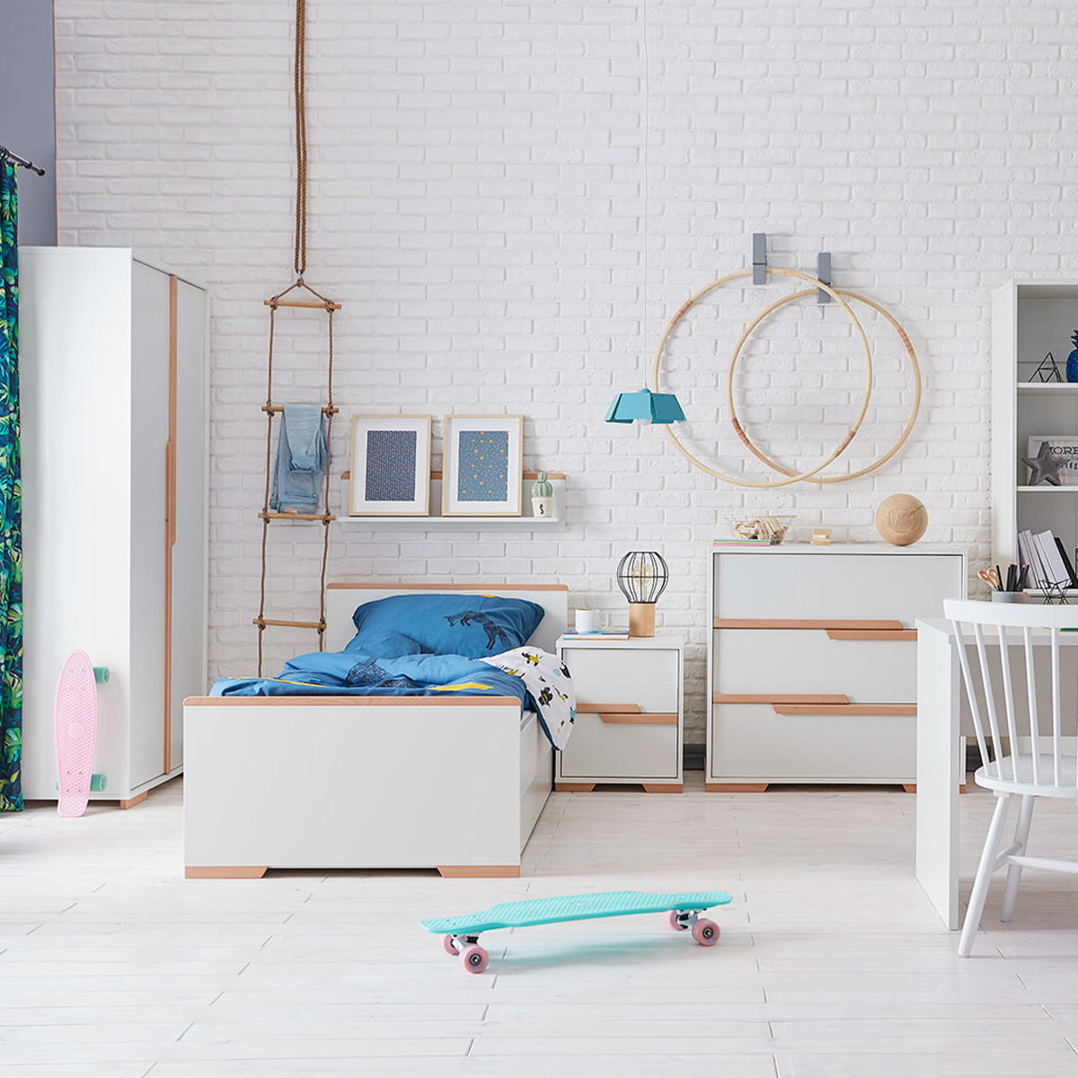 POSTEL bílá a dřevo - bílá, kompozitní dřevo - Petits-meubles