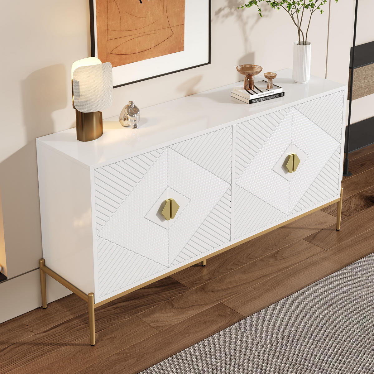 SIDEBOARD 162x40x80 Wohnzimmer Esszimmer Eingang Stauraum - Weiß, Holzwerkstoff (40/80/162cm) - FLIEKS