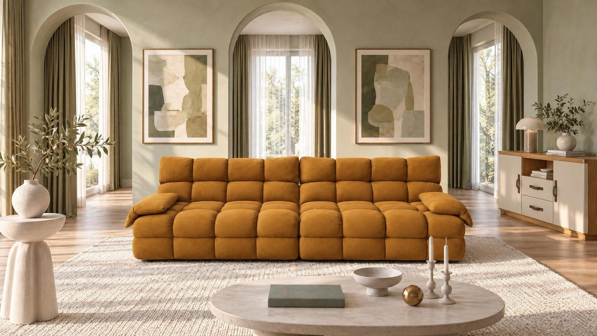 SOFA AMIA Braun Velvet - Dunkelbraun/Schwarz, Kunststoff/Textil (290/86/108cm) - KAWOLA