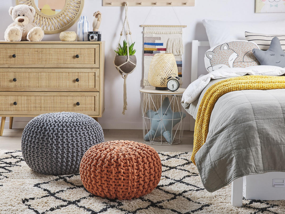 POUF Conrad 40/40/25 cm - Braun, Naturmaterialien/Textil (40/25/40cm) - Beliani