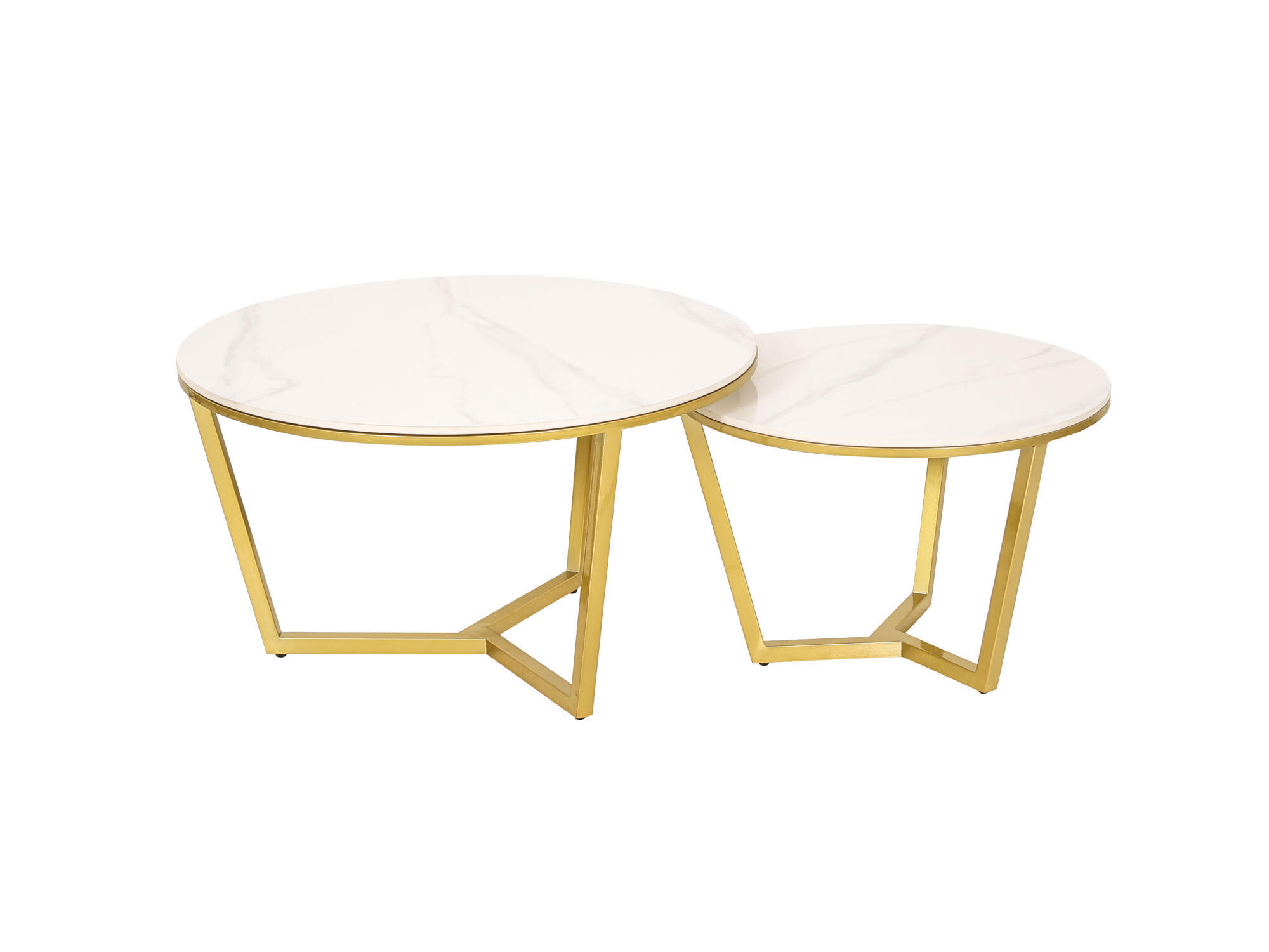 Furnlux Couchtisch Weiß, Gold 80x45x80 cm
