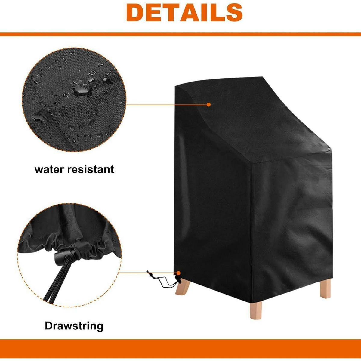 GARTENSTUHL Abdeckung 2-teiliges Set 64 x 64 x 70/120 cm Schwarz - Schwarz, Textil (64/120/64cm)