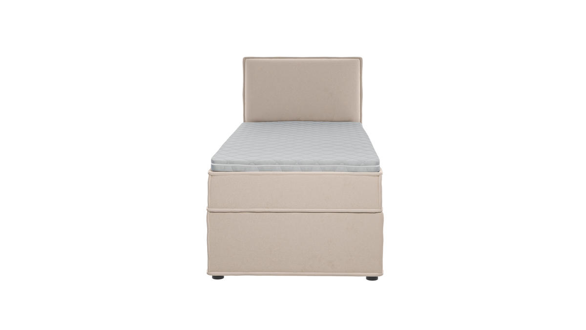 BOXBETT Eclipse 90/200 cm Beige Luxusmicrofaser - Beige/Schwarz, Holz/Kunststoff (90/200cm) - S-Style Möbel
