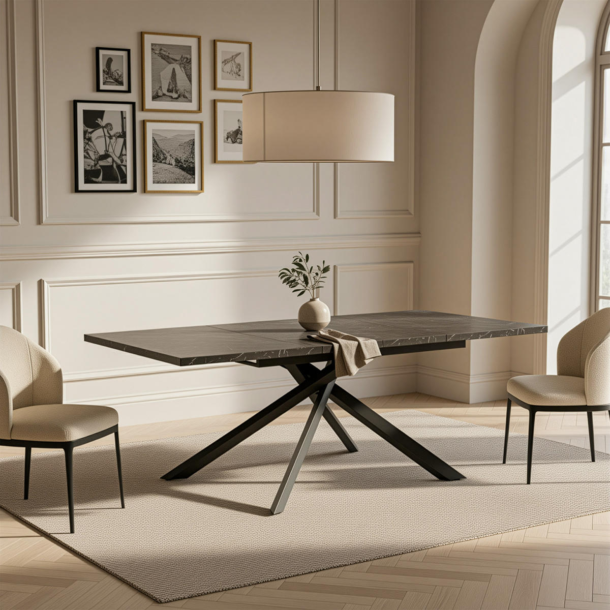 AUSZIEHTISCH MALTEX 140-220/90/76 cm - Anthrazit/Schwarz, Metall (90/140/76cm) - DUBI Möbel