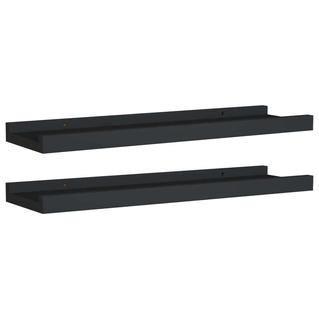 BILDERLEISTEN 2 Stk. Schwarz 40x9x3 cm MDF - Schwarz, Holzwerkstoff (9/3/9cm) - furnicato