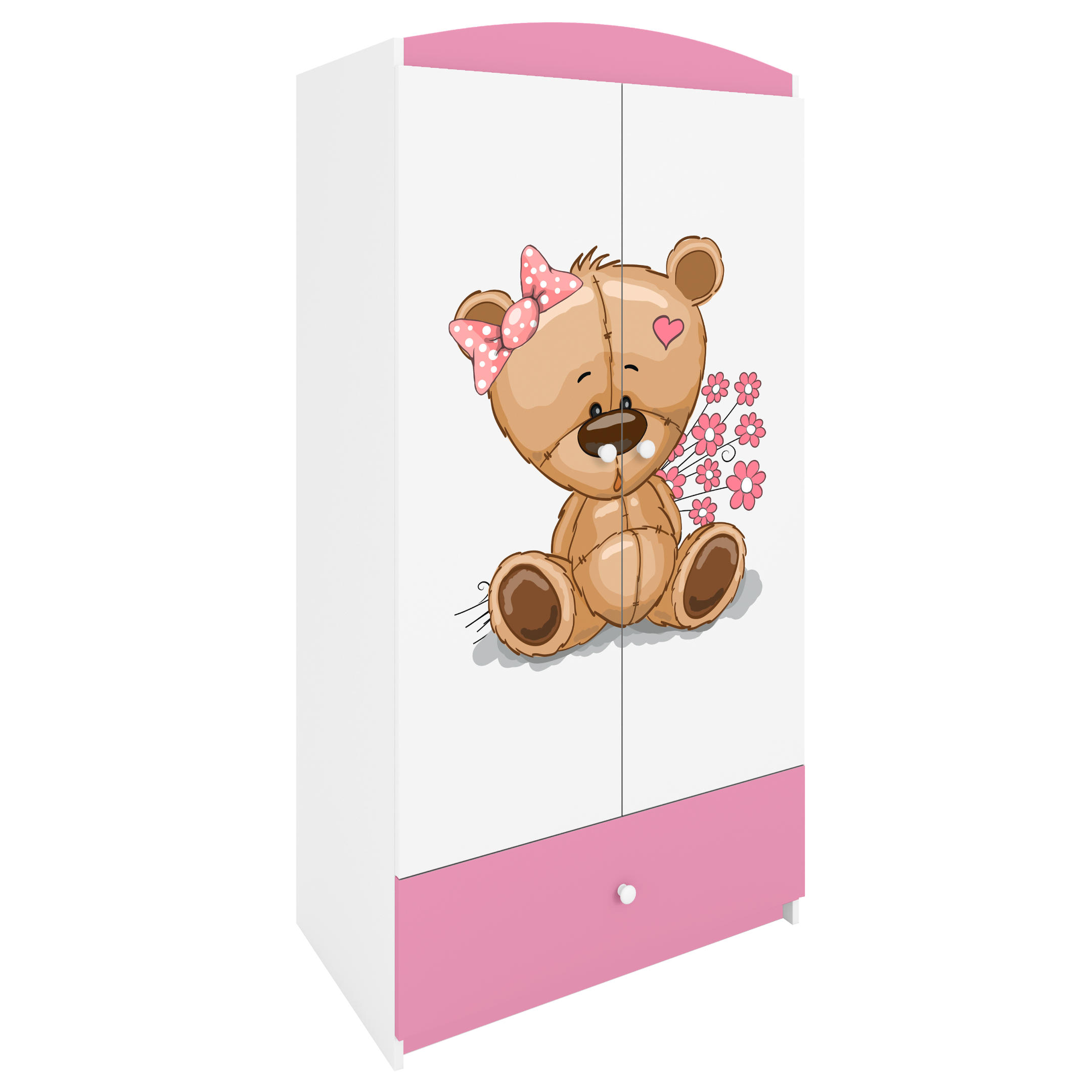 KINDERKLEIDERSCHRANK Teddybär II - Hellrosa, Holzwerkstoff (90/175/52cm) - RAUMHIRSCH FURNITURE