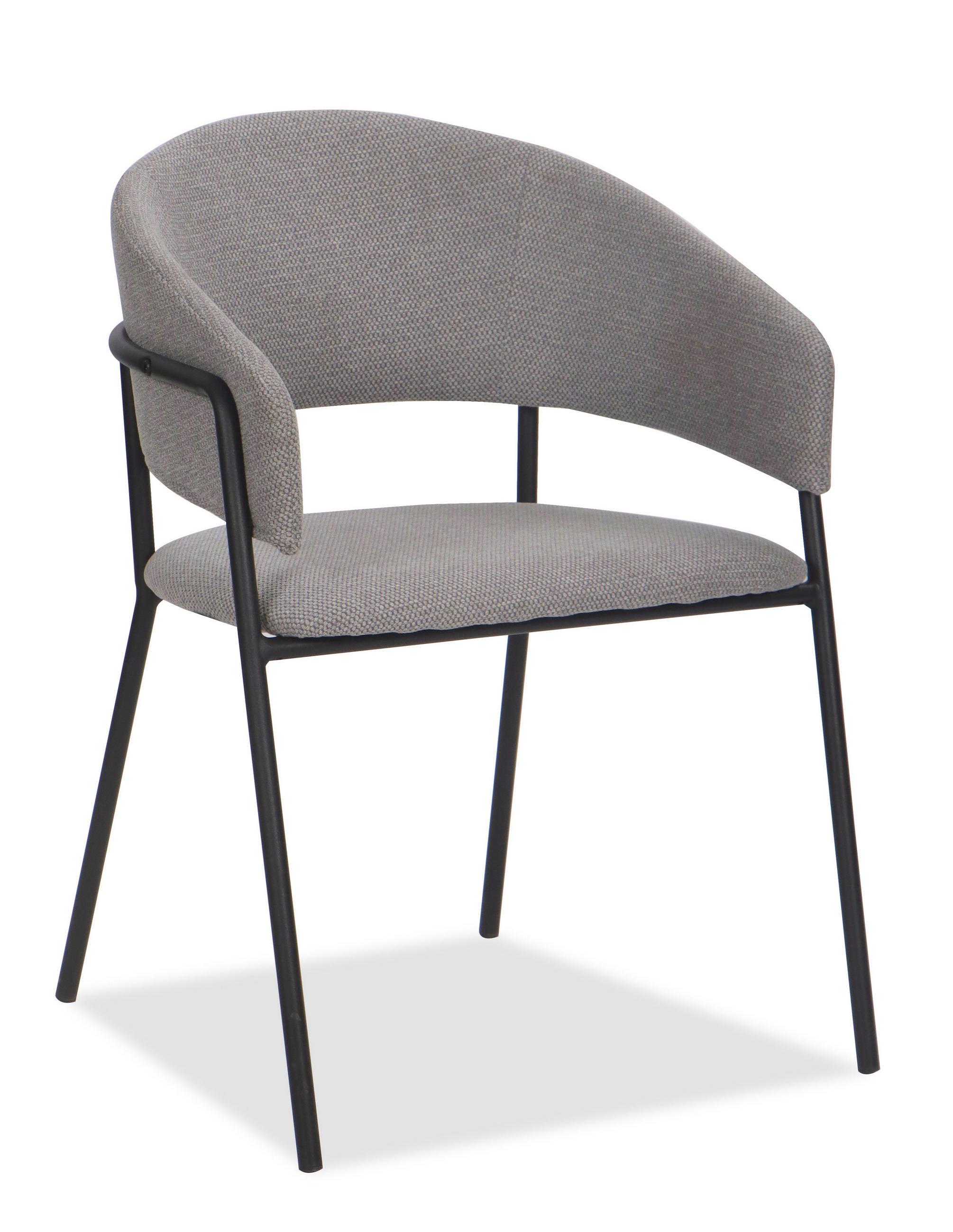 STUHL OVO gespolsterter - grau - Glamour Chenille - Schwarz/Grau, Textil/Metall (56/79/54cm) - NEW HOME