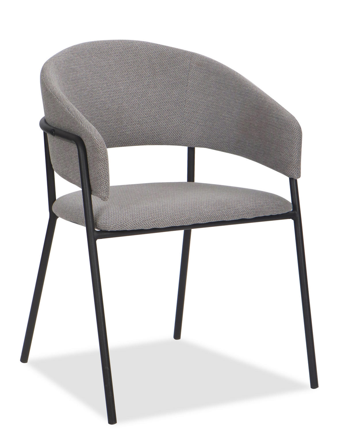 STUHL OVO gespolsterter - grau - Glamour Chenille - Schwarz/Grau, Textil/Metall (56/79/54cm) - NEW HOME