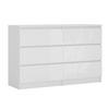KOMMODE 6 Schubladen, Farbe: Mattweiß/Weiß Glanz, 120 x 78 x 39 cm - Weiß Hochglanz/Weiß, Holzwerkstoff (120/78/39cm) - 3XE LIVING