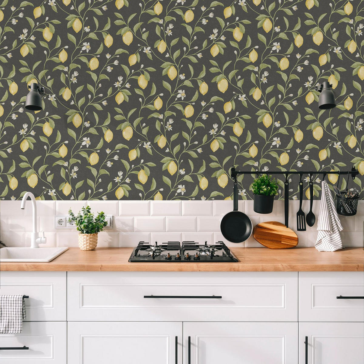 TAPETE Obst 53 cm x 10 m - Schwarz, Papier (53/1000cm) - Sanders & Sanders
