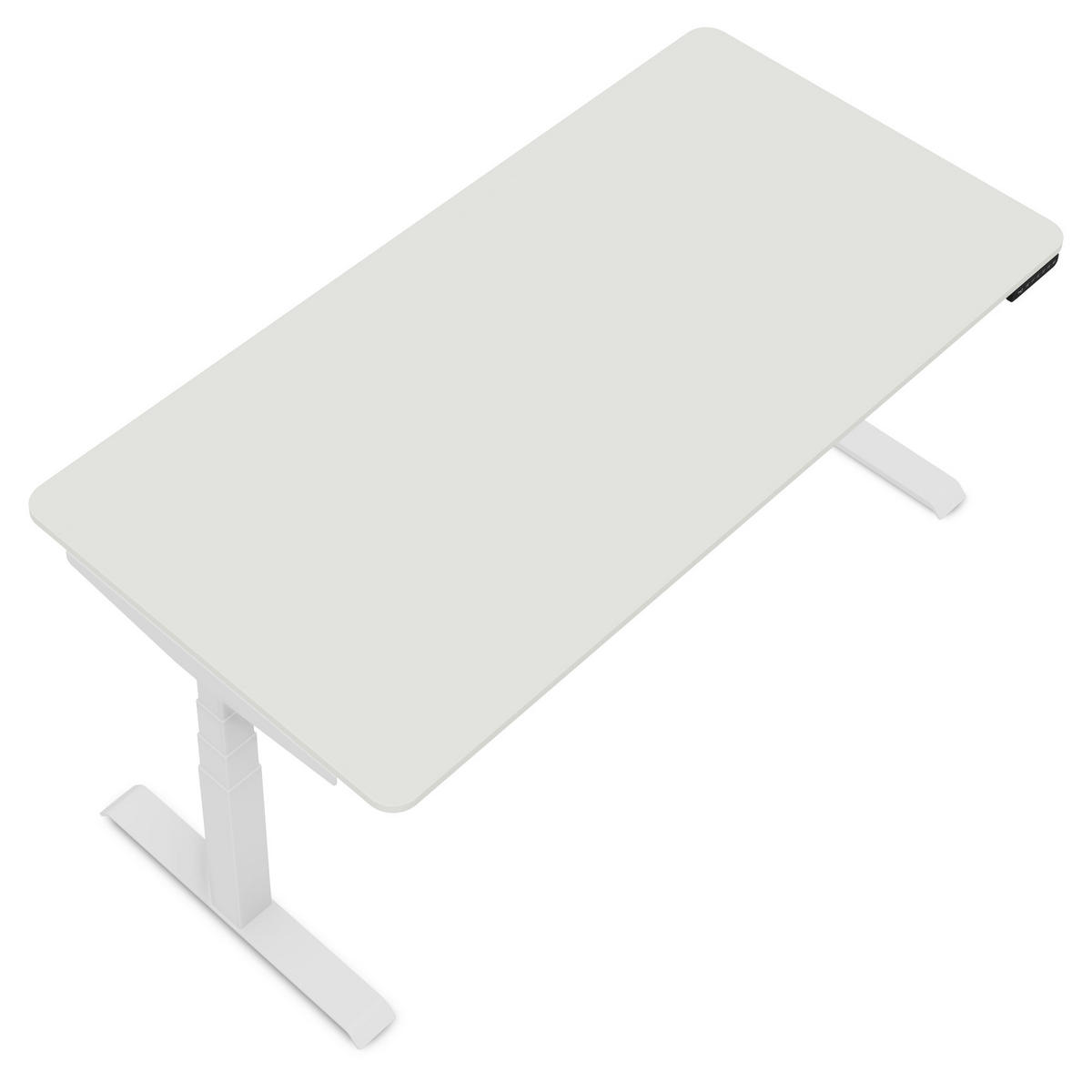 SCHREIBTISCH Elektrisch Höhenverstellbarer Familien Schreibtisch Pitino Curved Signalweiß Signalweiß 160/70/52.5-121cm - Weiß, Holzwerkstoff/Metall (70/160/121cm) - ASSMANN