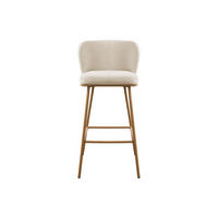 BARHOCKER - 50 cm x 54 cm - stoff - beige Senorase - Beige, Textil/Metall (50/97/54cm) - Vente-Unique
