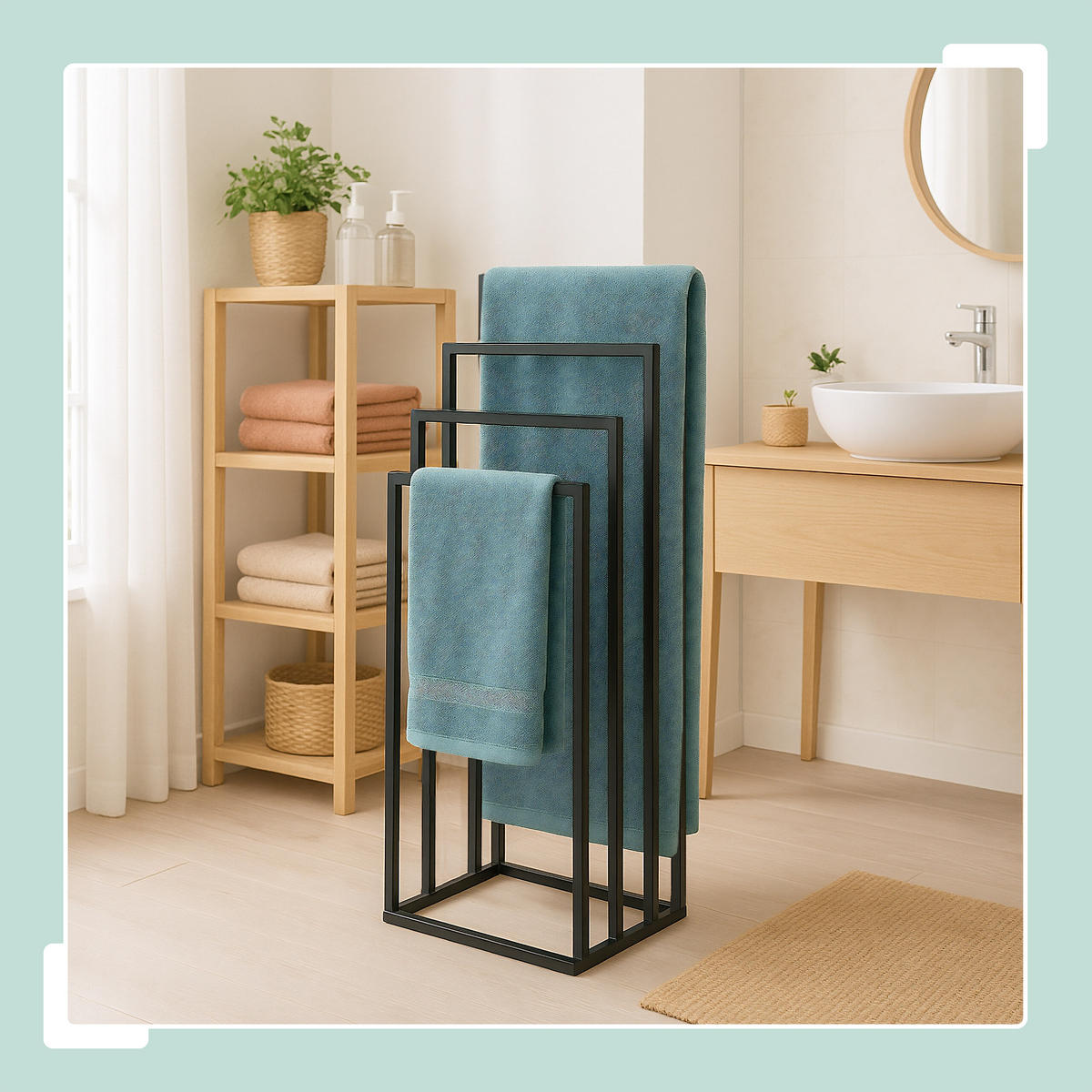 HANDTUCHSTÄNDER - Schwarz, Textil/Metall (45/96.5/29cm) - Relaxdays