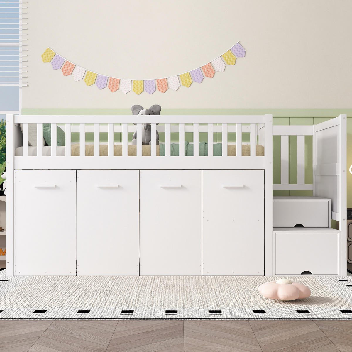 ETAGENBETT 90x200 cm Tisch Schrank weiß - Weiß, Holz (90/200cm) - LEBENLANG