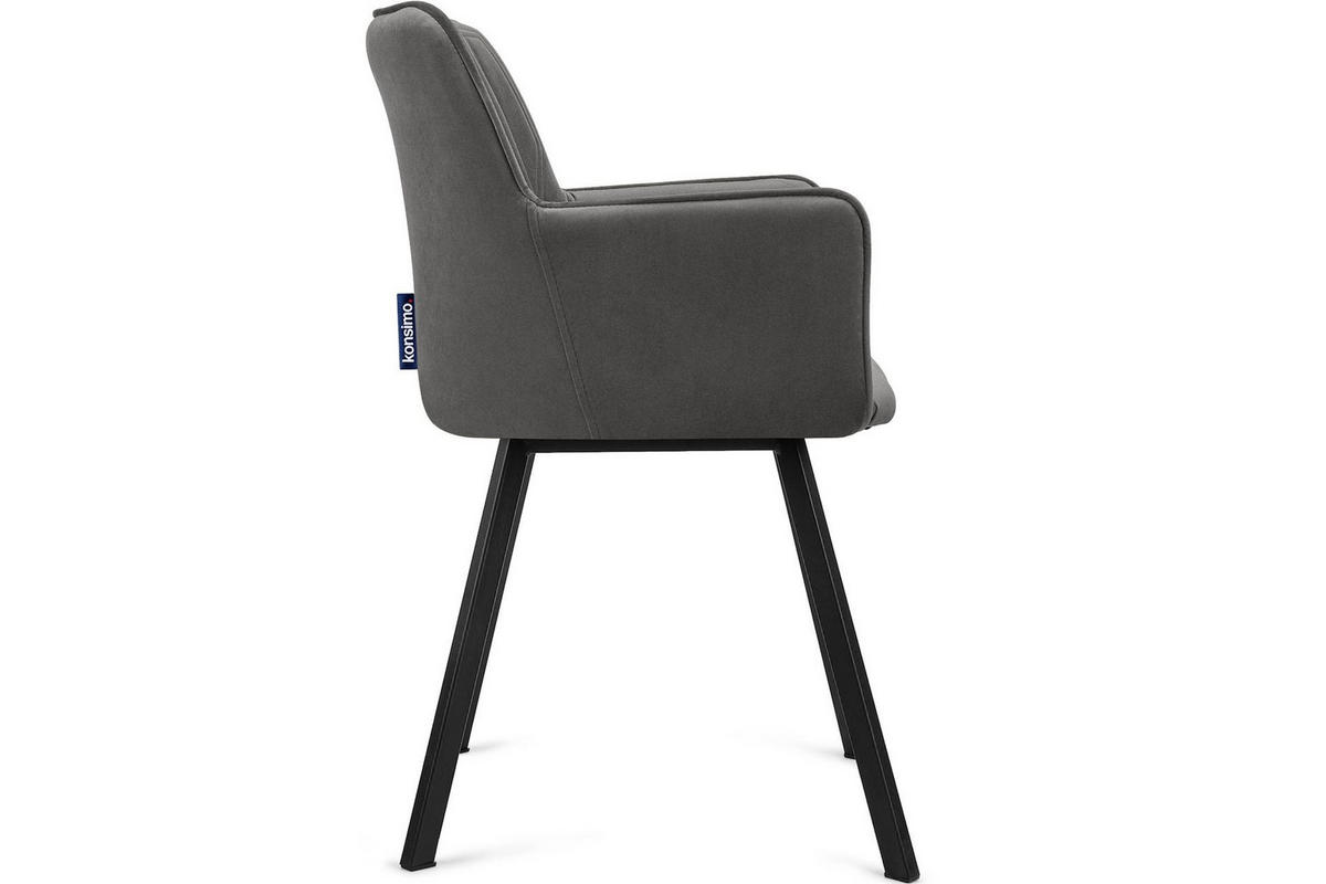ESSZIMMERSTUHLE PYRUS 2-tlg Velours-Sitz, Grau/Schwarz - Schwarz/Grau, Textil/Metall (56/84/46cm) - KONSIMO®