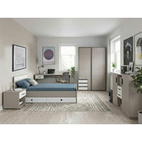 JUGENDZIMMER Bahamas Saharagrau- Weiß 8 teilig mit Schwebetürenschrank - Grau, Holzwerkstoff (80/200/120cm)