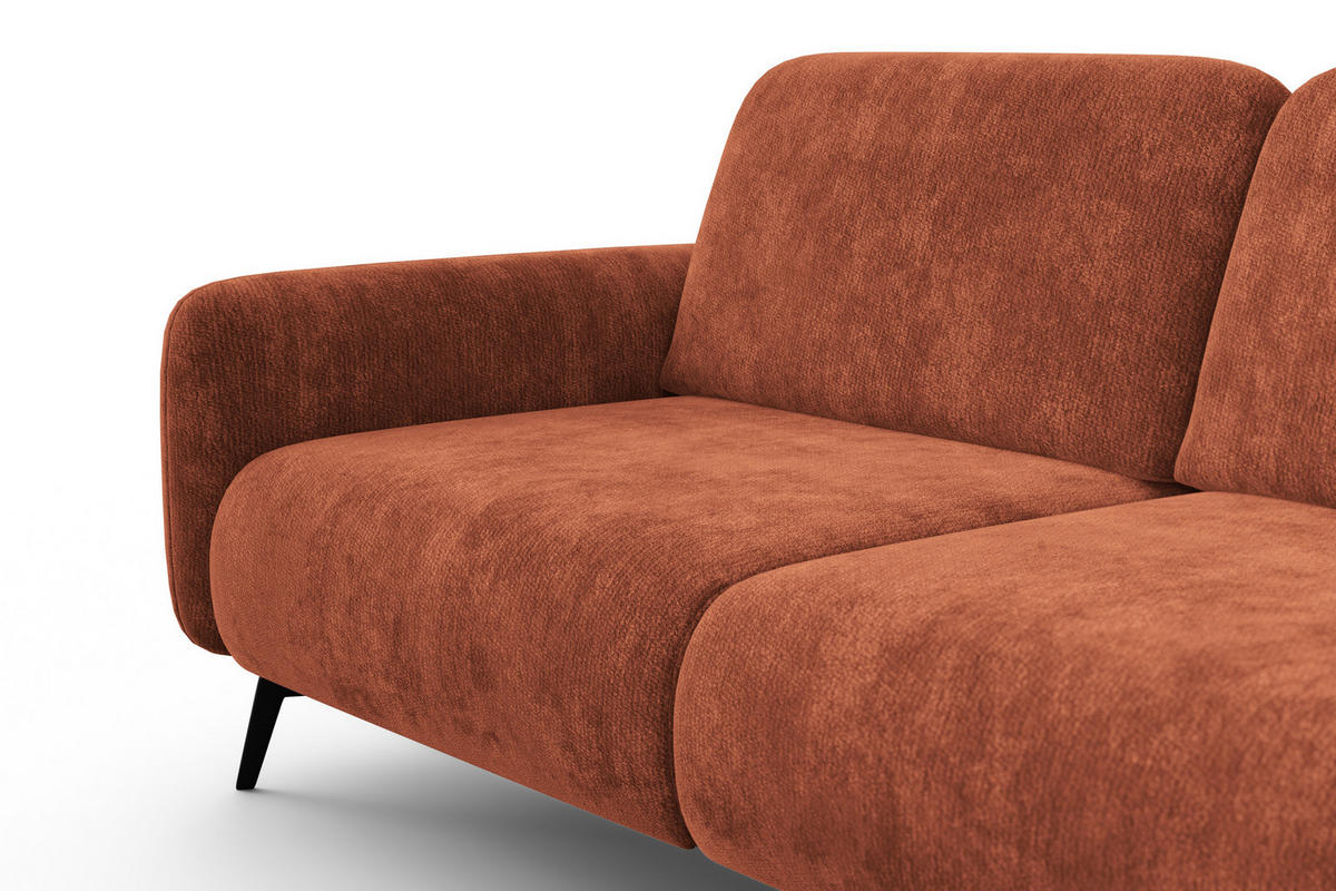 SOFA FEBE 3-Sitzer, rostroter Chenille-Stoff - Rostfarben/Schwarz, Holz/Textil (190/82/96cm) - Wozimo