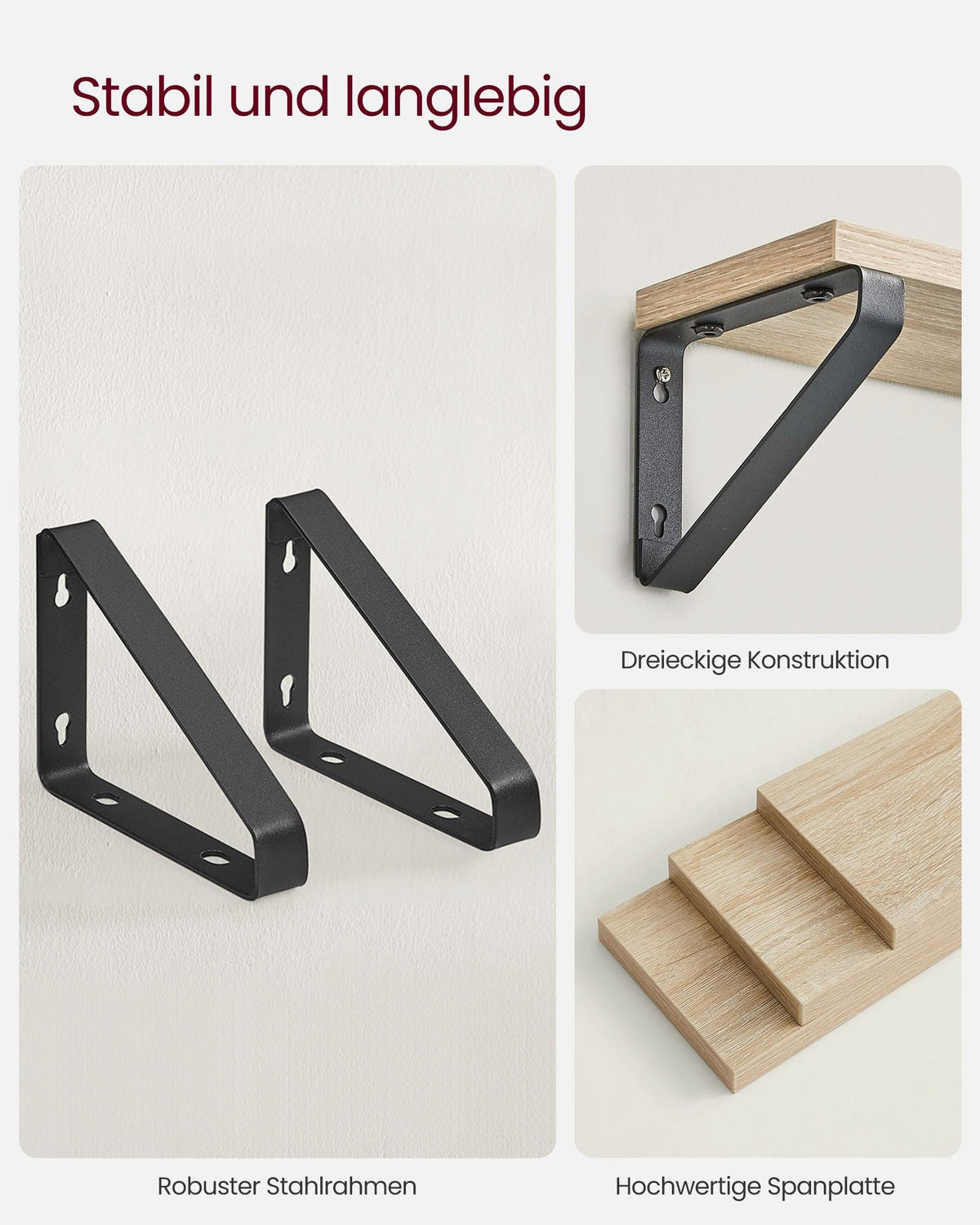 WANDREGAL MONROVIA 3ER-SET - Schwarz, Holzwerkstoff (35/11/12cm) - Hansiro