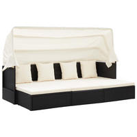 GARTEN-SONNENINSEL Mit Dach Schwarz Poly Rattan - Creme, Kunststoff (60/124/200cm) - vidaXL