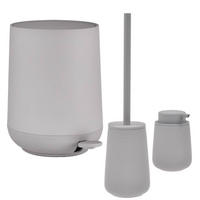 BAD ACCESSOIRES SET Nova ONE 3tlg. gull grey (mittelgrau) - Hellgrau, Kunststoff (23/29/23cm) - Zone Denmark