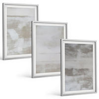 BILDER SET 3er Set - 40x60 cm Silberner Rahmen - Moderne, Used-Look-Texturen - Silberfarben, Kunststoff (40/60cm) - TULUP
