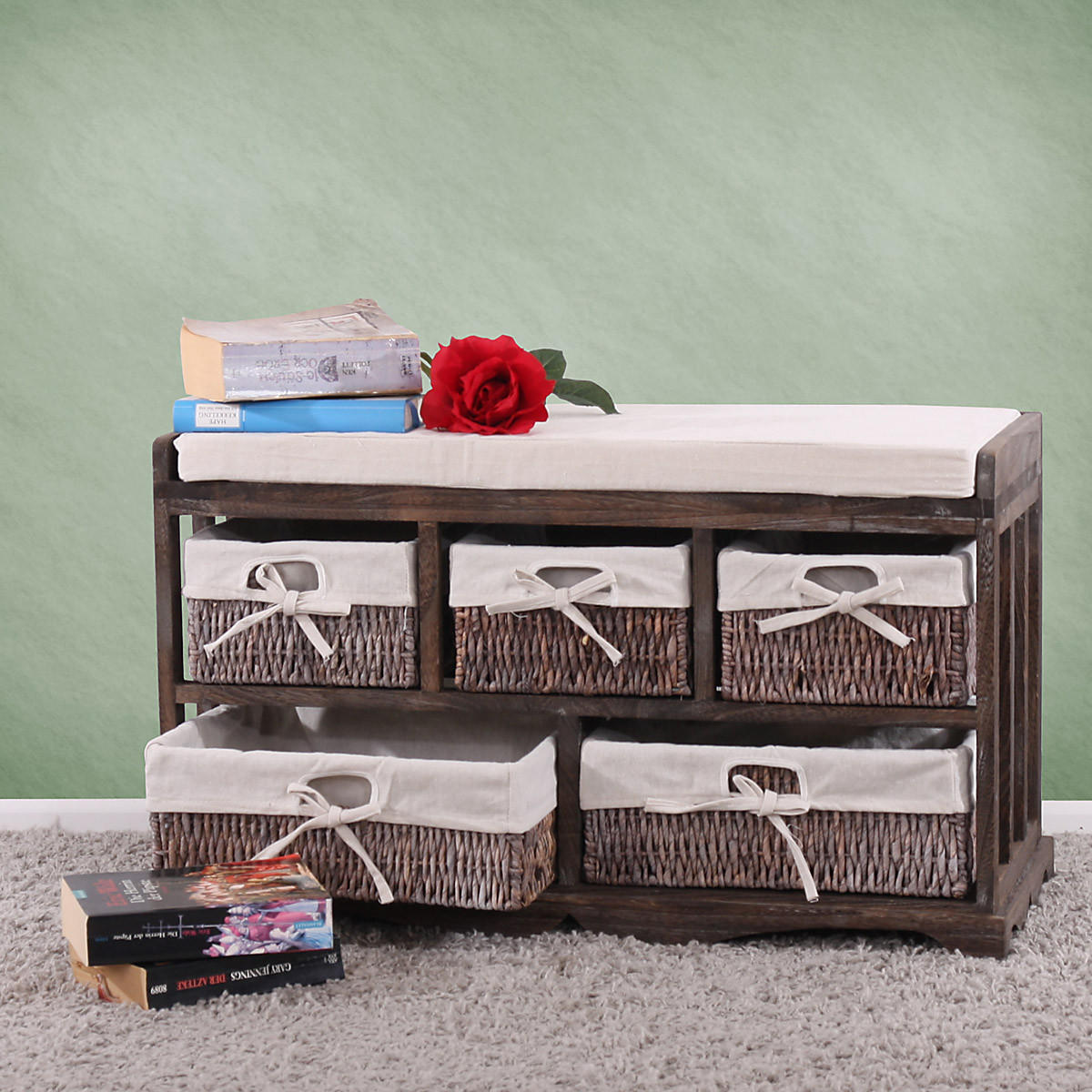 KOMMODE UND SITZBANK 5 SCHUBLADEN Braun - Braun, Holz (77/45/36cm) - MCW