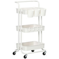 SERVIERWAGEN, Rollwagen, Stahl, Weiß - Weiß, Metall (38/86.5/42cm) - HOMCOM