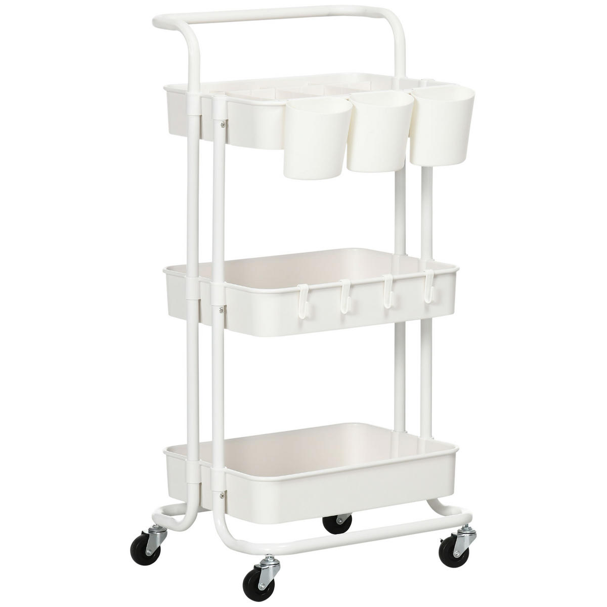 SERVIERWAGEN, Rollwagen, Stahl, Weiß - Weiß, Metall (38/86.5/42cm) - HOMCOM