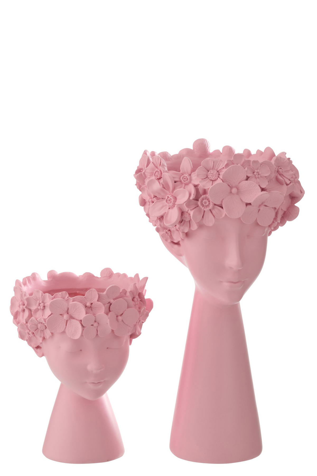 BLUMENTOPF KOPF Rosa - Rosa, Glas/Naturmaterialien (23/40.8cm) - J-Line